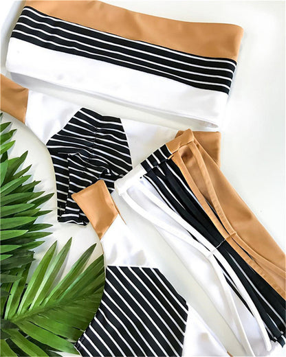 Bandeau Stripe Print Bikini